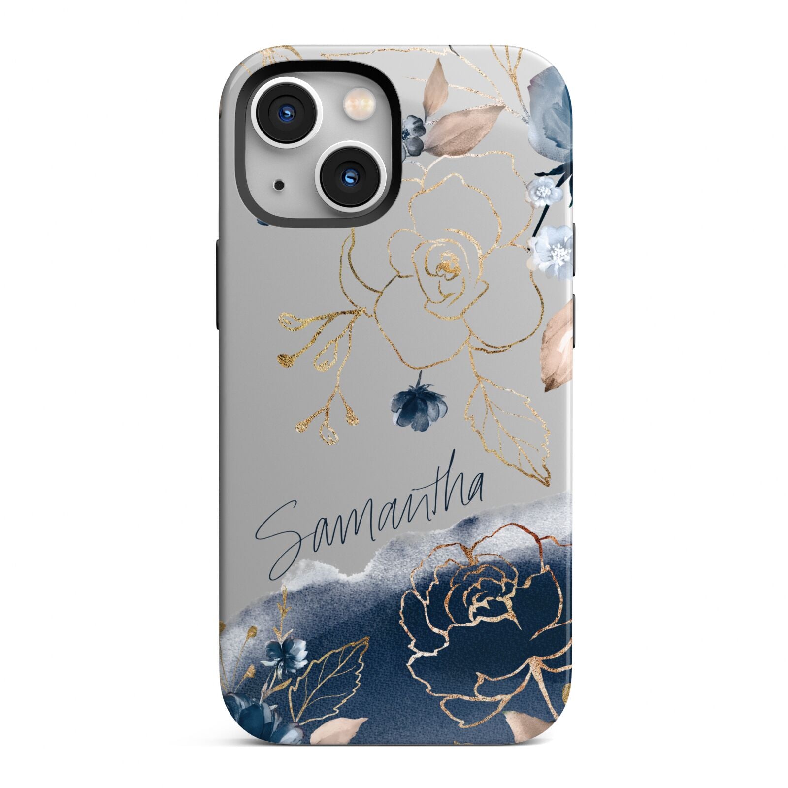 Personalised Gold Peonies iPhone 13 Mini Full Wrap 3D Tough Case