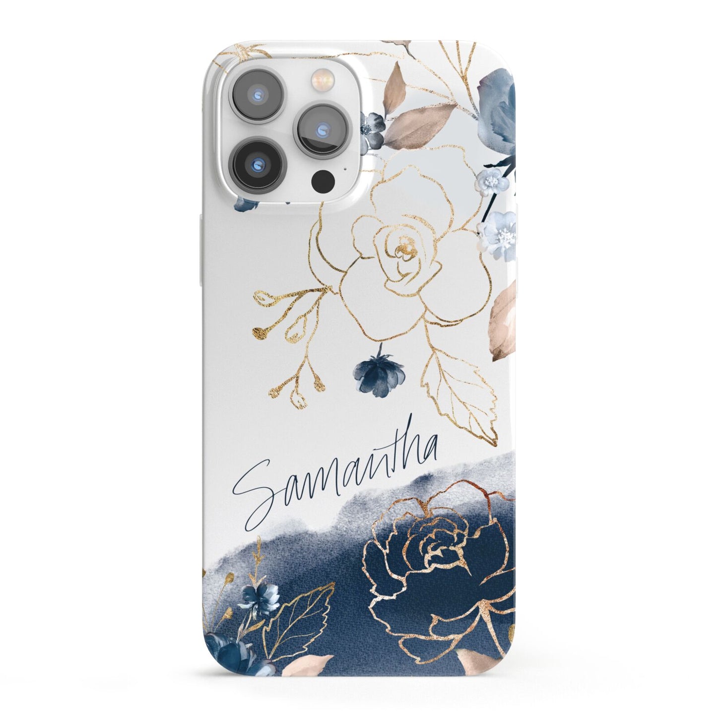 Personalised Gold Peonies iPhone 13 Pro Max Full Wrap 3D Snap Case
