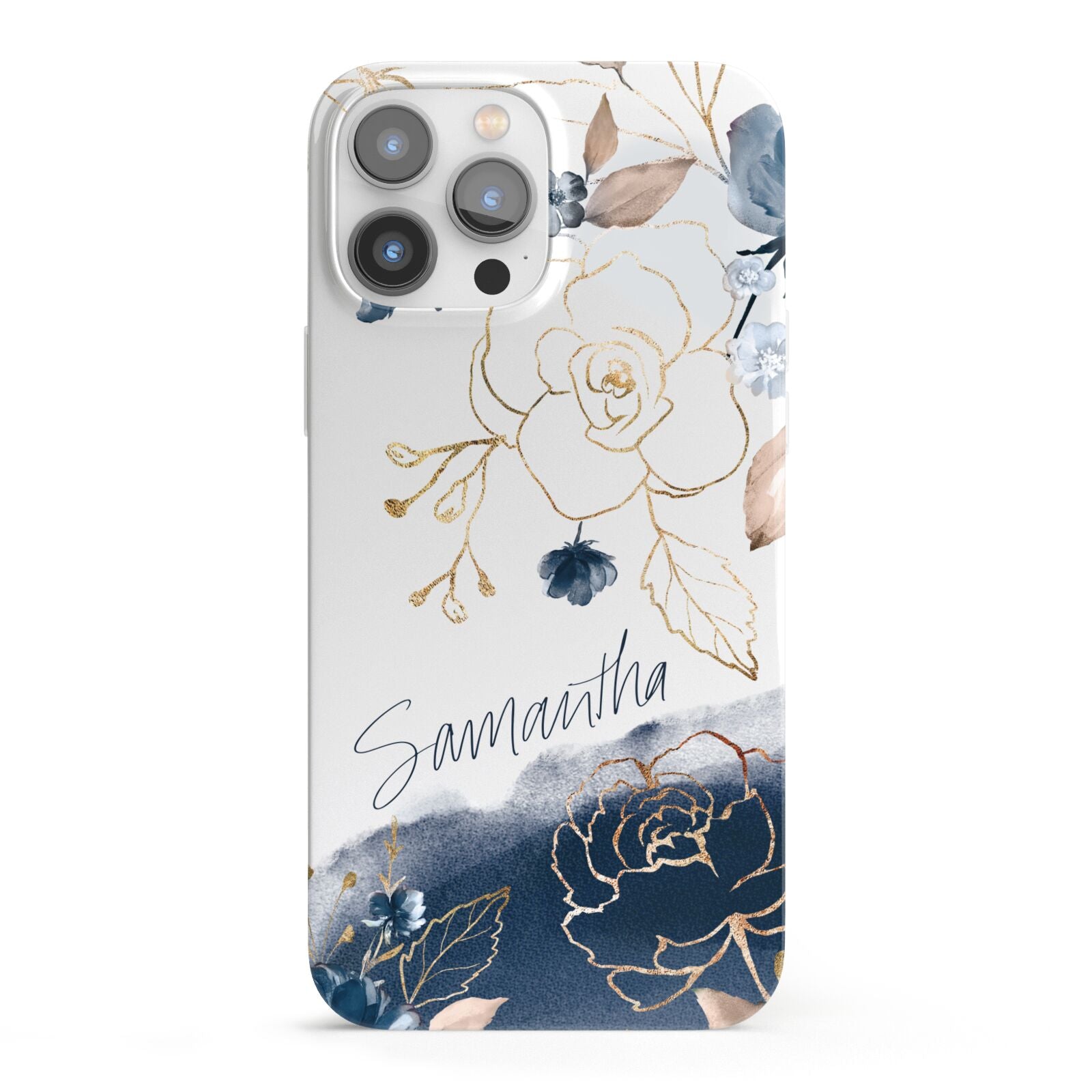 Personalised Gold Peonies iPhone 13 Pro Max Full Wrap 3D Snap Case