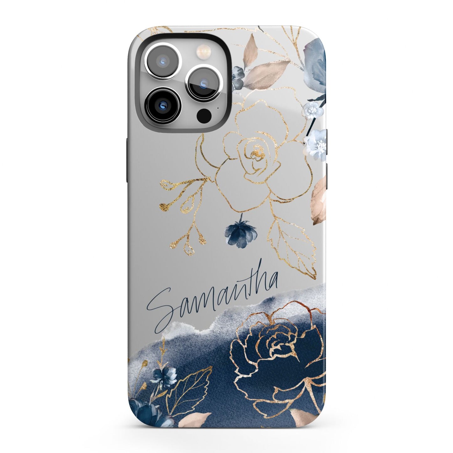 Personalised Gold Peonies iPhone 13 Pro Max Full Wrap 3D Tough Case