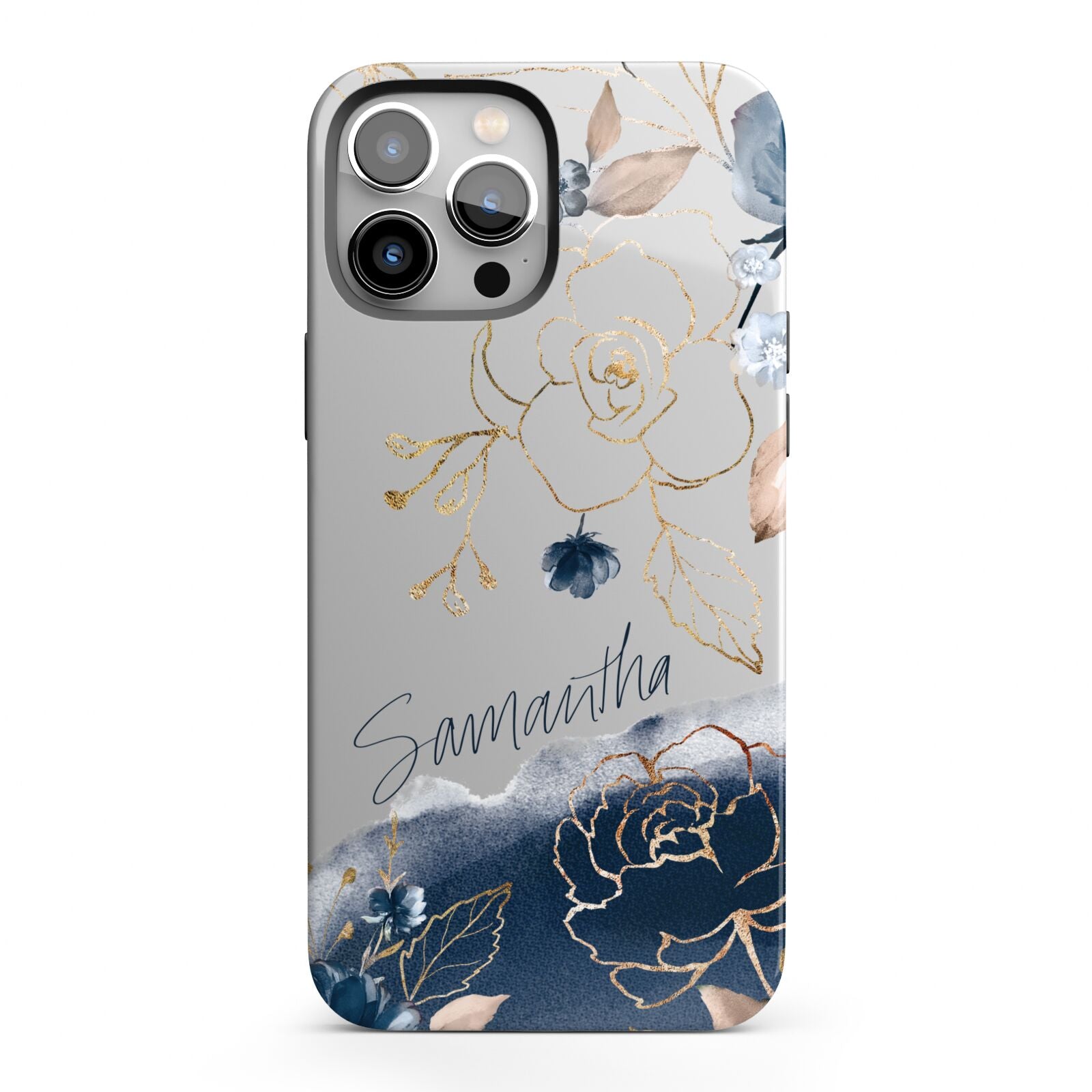 Personalised Gold Peonies iPhone 13 Pro Max Full Wrap 3D Tough Case