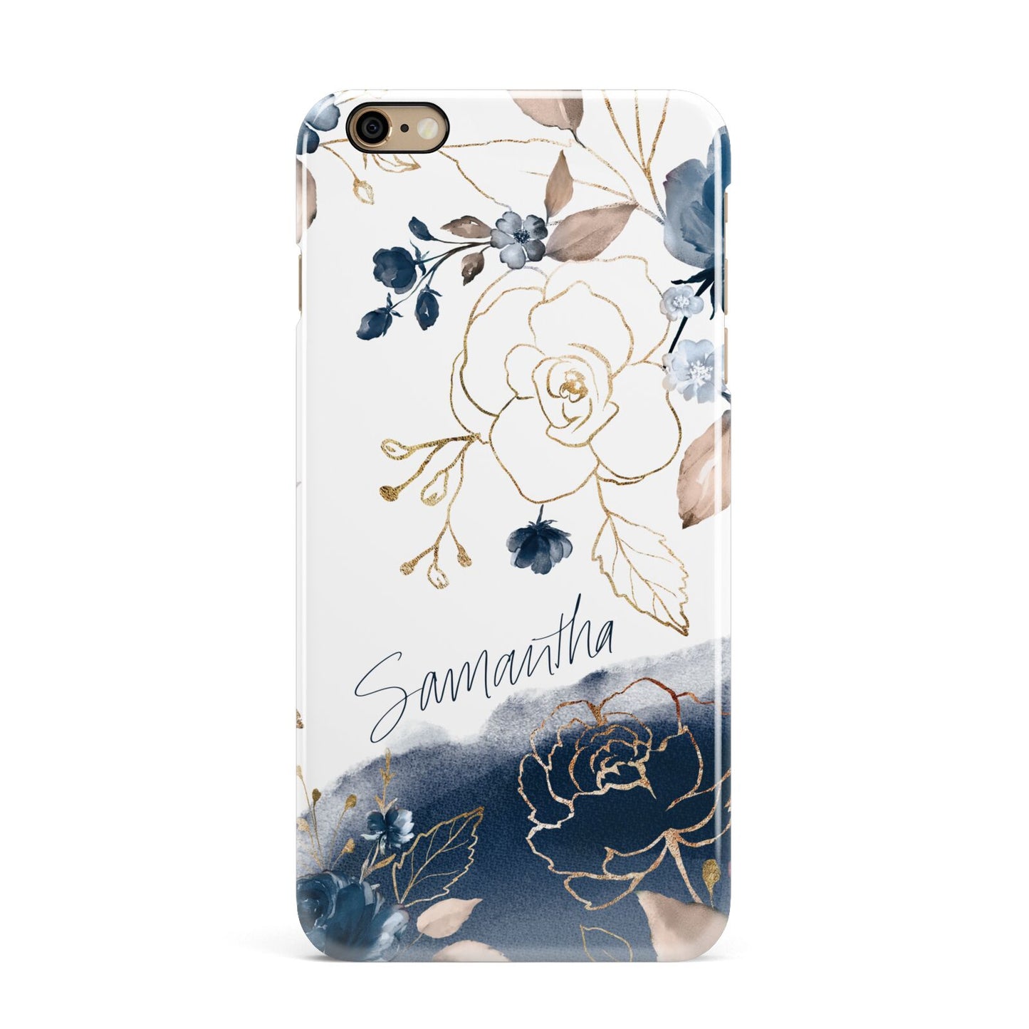 Personalised Gold Peonies iPhone 6 Plus 3D Snap Case on Gold Phone