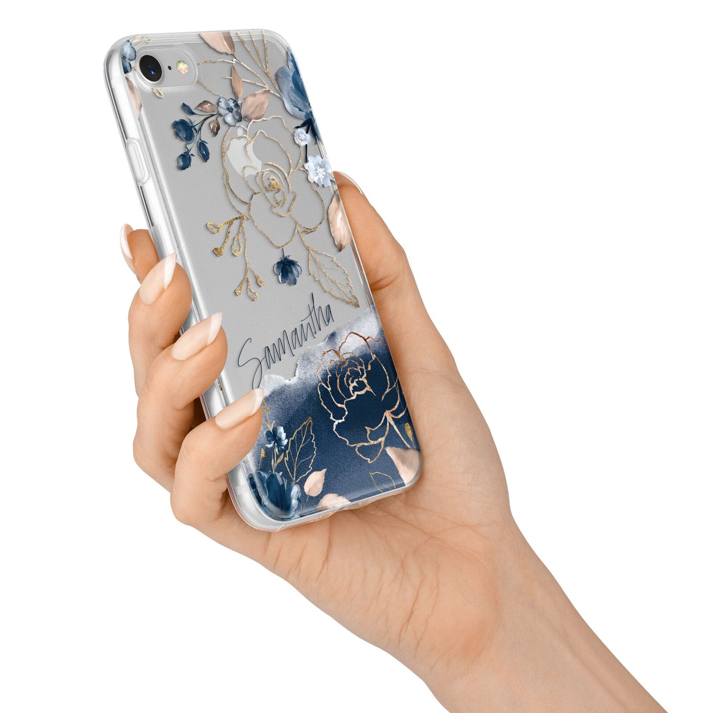 Personalised Gold Peonies iPhone 7 Bumper Case on Silver iPhone Alternative Image