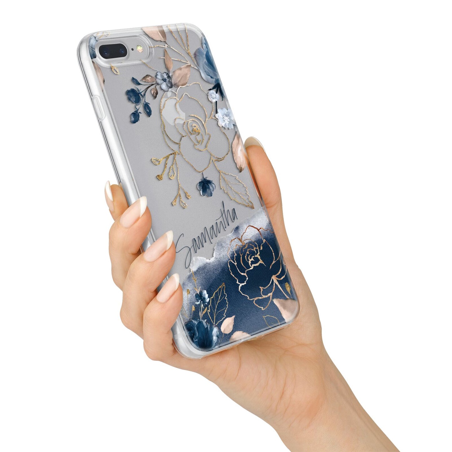 Personalised Gold Peonies iPhone 7 Plus Bumper Case on Silver iPhone Alternative Image