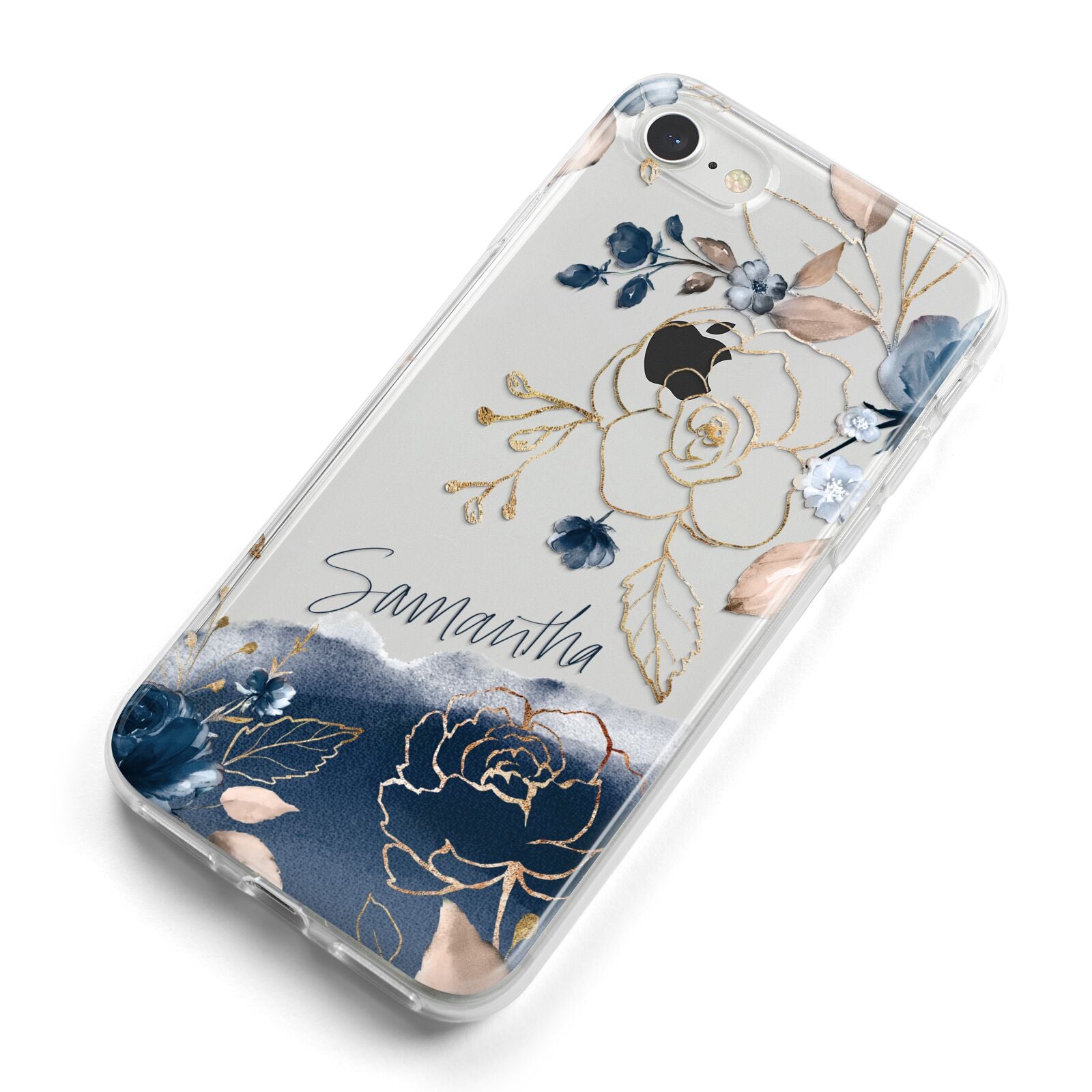 Personalised Gold Peonies iPhone 8 Bumper Case on Silver iPhone Alternative Image