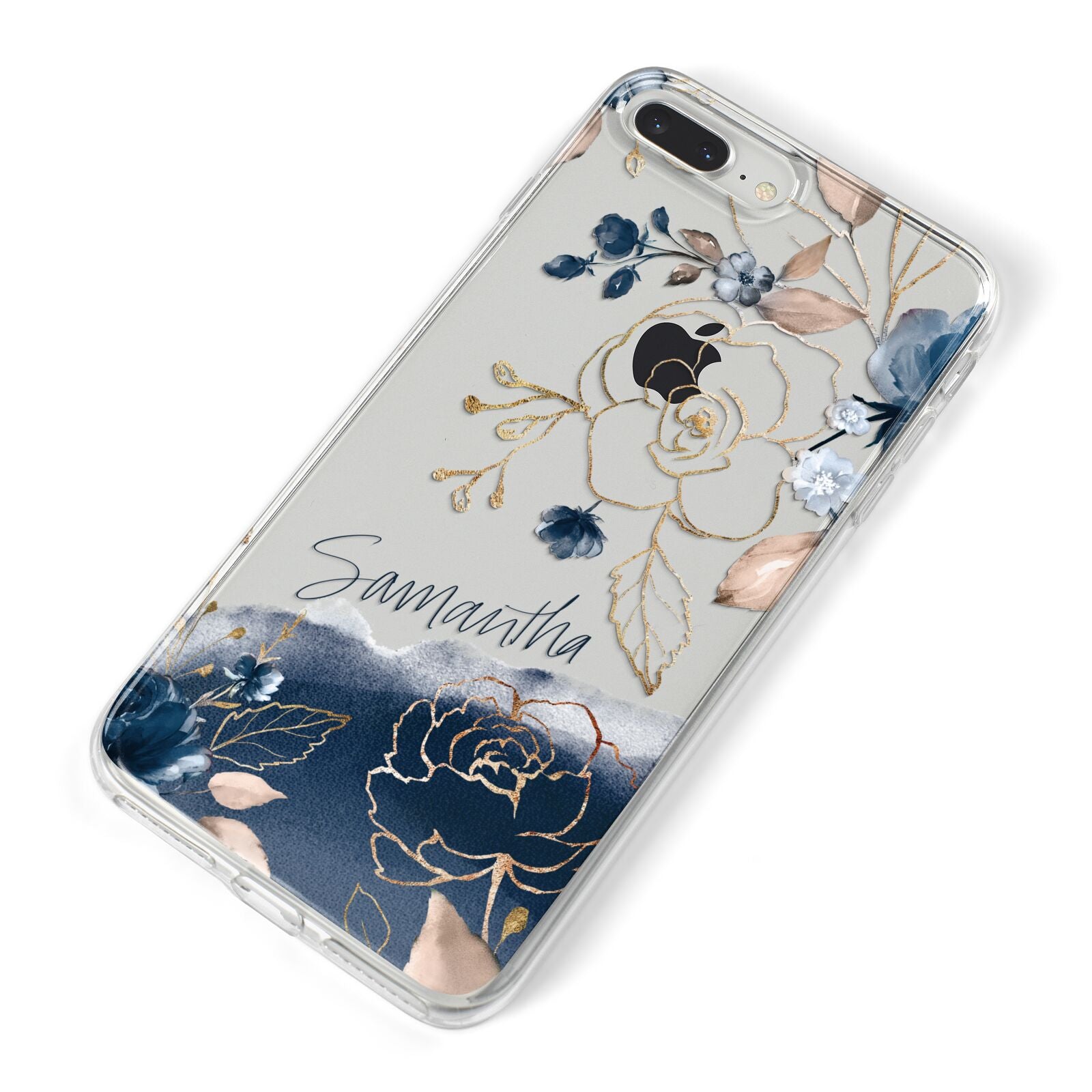 Personalised Gold Peonies iPhone 8 Plus Bumper Case on Silver iPhone Alternative Image