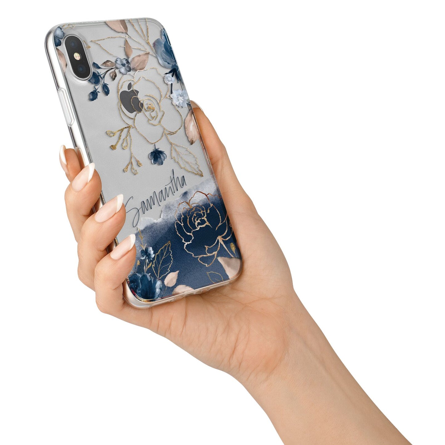 Personalised Gold Peonies iPhone X Bumper Case on Silver iPhone Alternative Image 2