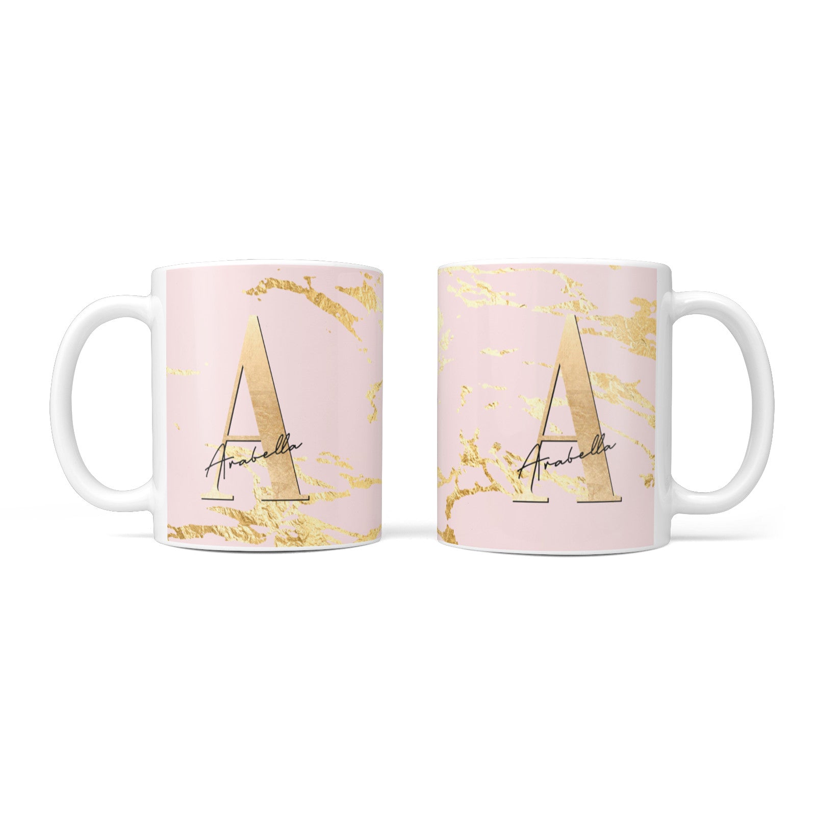 Personalised Gold Pink Marble 10oz Mug Alternative Image 3