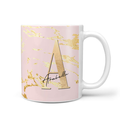 Personalised Gold Pink Marble 10oz Mug