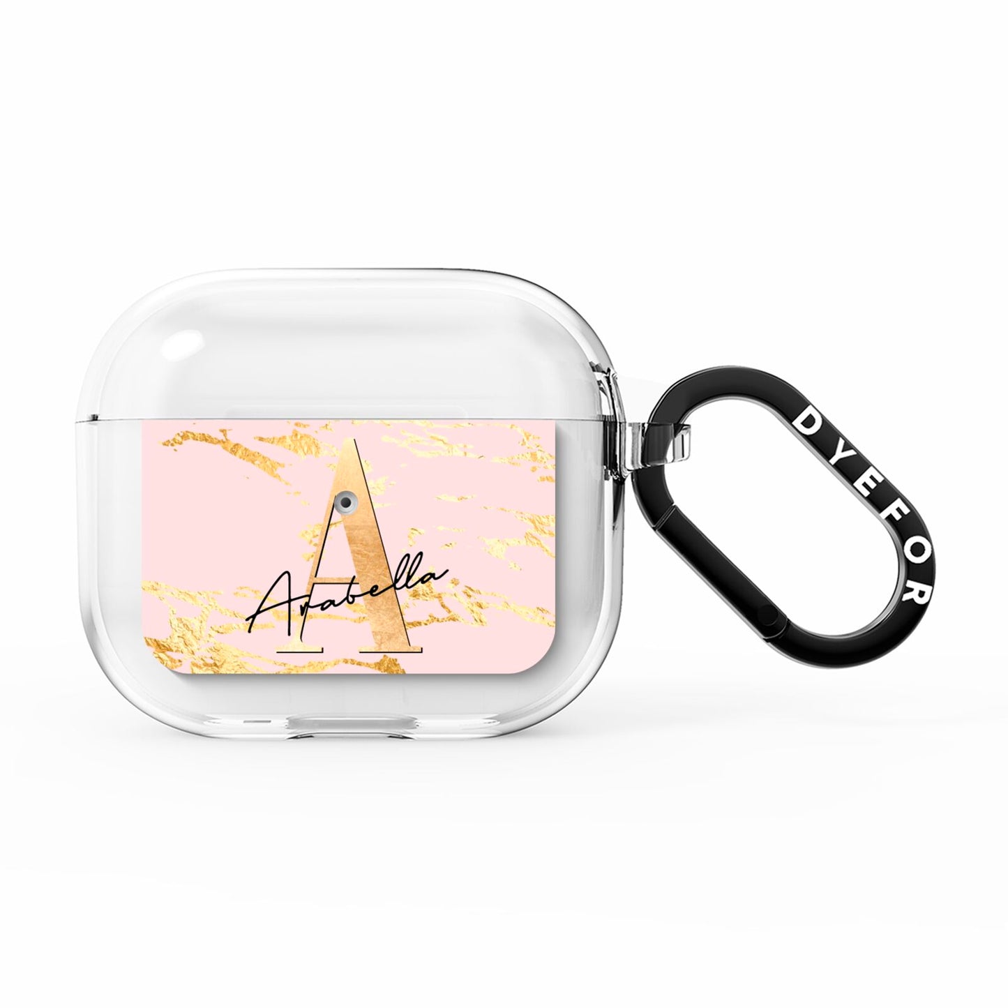 Personalised Gold Pink Marble AirPods Clear Case 3rd Gen