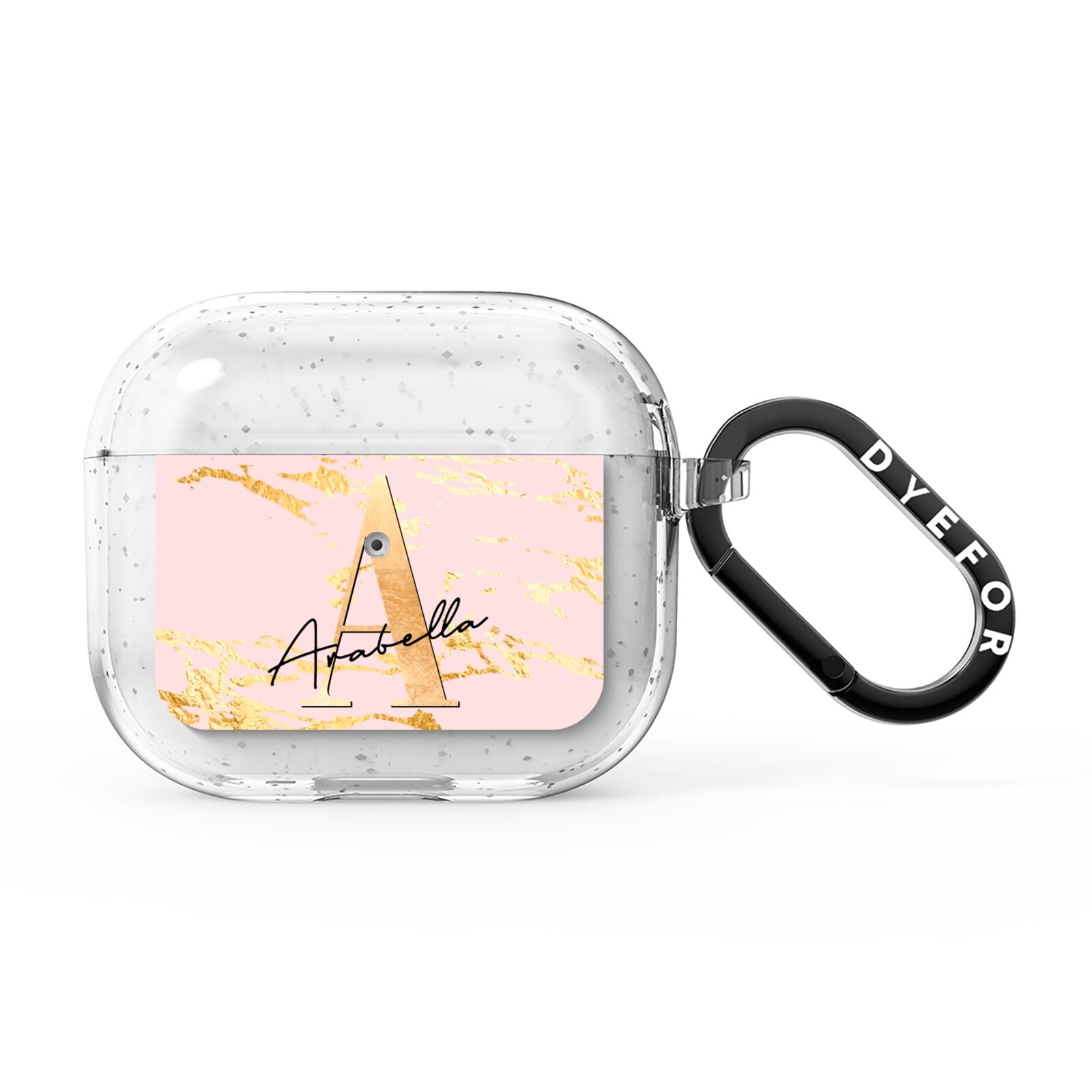Personalised Gold Pink Marble AirPods Glitter Case 3rd Gen