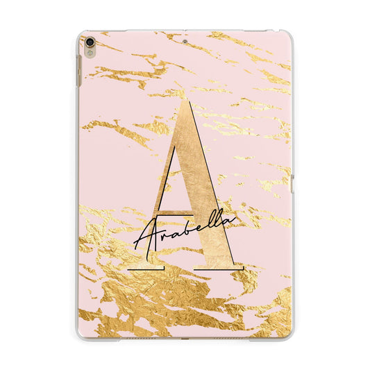 Personalised Gold Pink Marble Apple iPad Gold Case