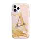 Personalised Gold Pink Marble Apple iPhone 11 Pro Max in Silver with Bumper Case