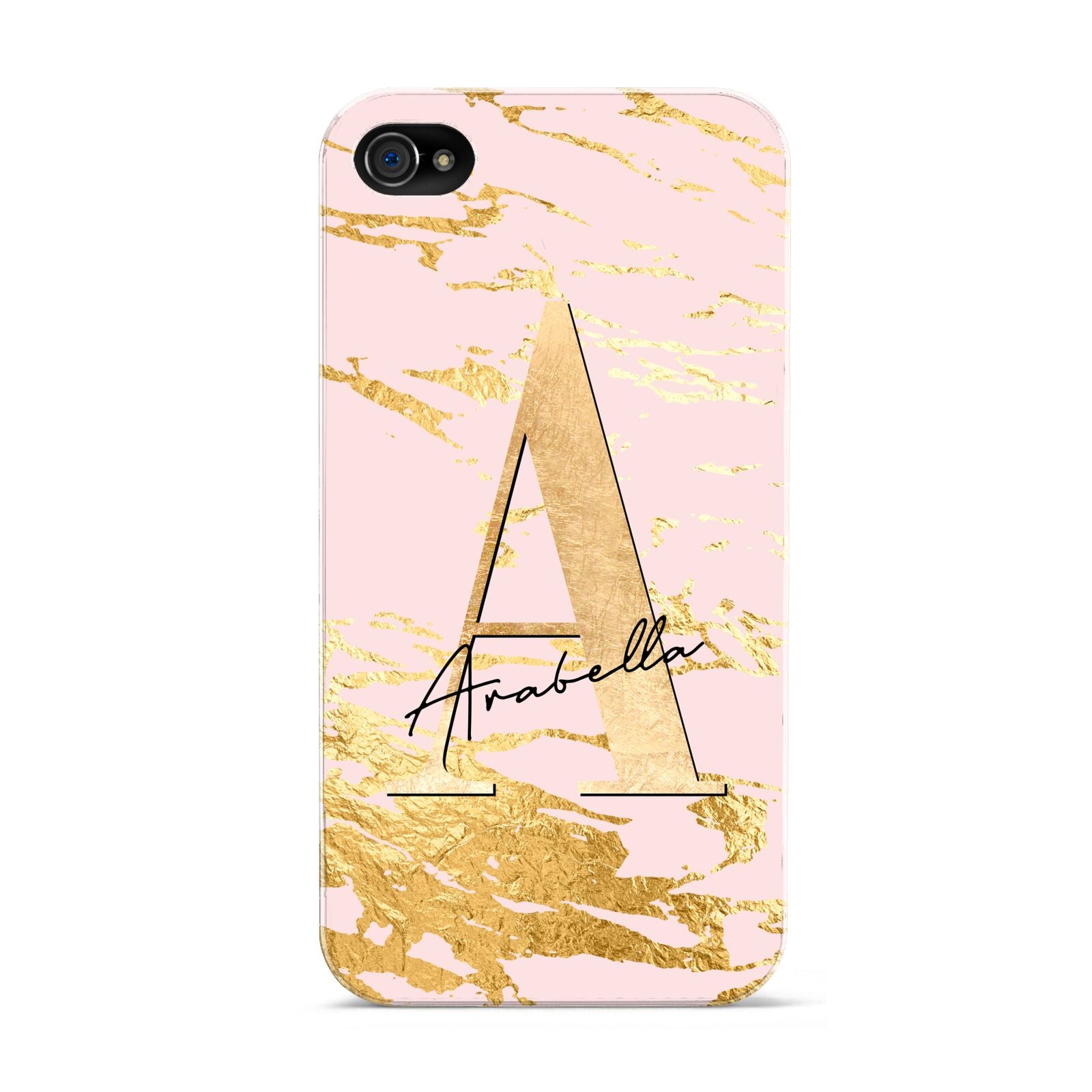 Personalised Gold Pink Marble Apple iPhone 4s Case