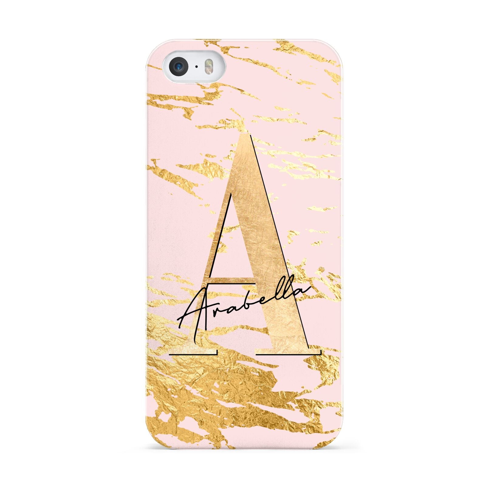 Personalised Gold Pink Marble Apple iPhone 5 Case