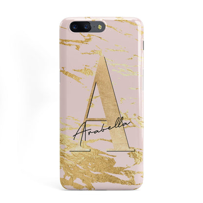 Personalised Gold Pink Marble OnePlus Case
