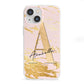 Personalised Gold Pink Marble iPhone 13 Mini Clear Bumper Case