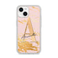 Personalised Gold Pink Marble iPhone 14 Glitter Tough Case Starlight