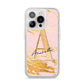 Personalised Gold Pink Marble iPhone 14 Pro Clear Tough Case Silver