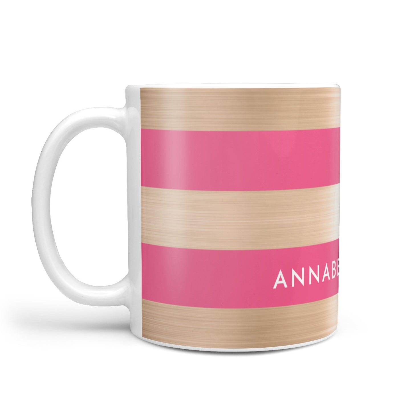 Personalised Gold Pink Stripes Name Initial 10oz Mug Alternative Image 1