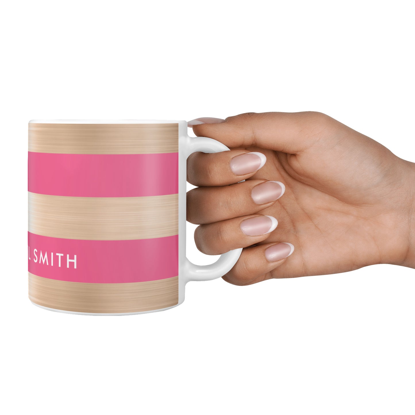 Personalised Gold Pink Stripes Name Initial 10oz Mug Alternative Image 4