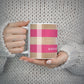 Personalised Gold Pink Stripes Name Initial 10oz Mug Alternative Image 5
