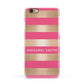 Personalised Gold Pink Stripes Name Initial Apple iPhone 6 3D Snap Case