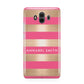 Personalised Gold Pink Stripes Name Initial Huawei Mate 10 Protective Phone Case
