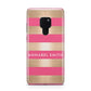 Personalised Gold Pink Stripes Name Initial Huawei Mate 20 Phone Case