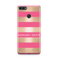 Personalised Gold Pink Stripes Name Initial Huawei Y9 2018