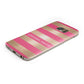 Personalised Gold Pink Stripes Name Initial Protective Samsung Galaxy Case Angled Image