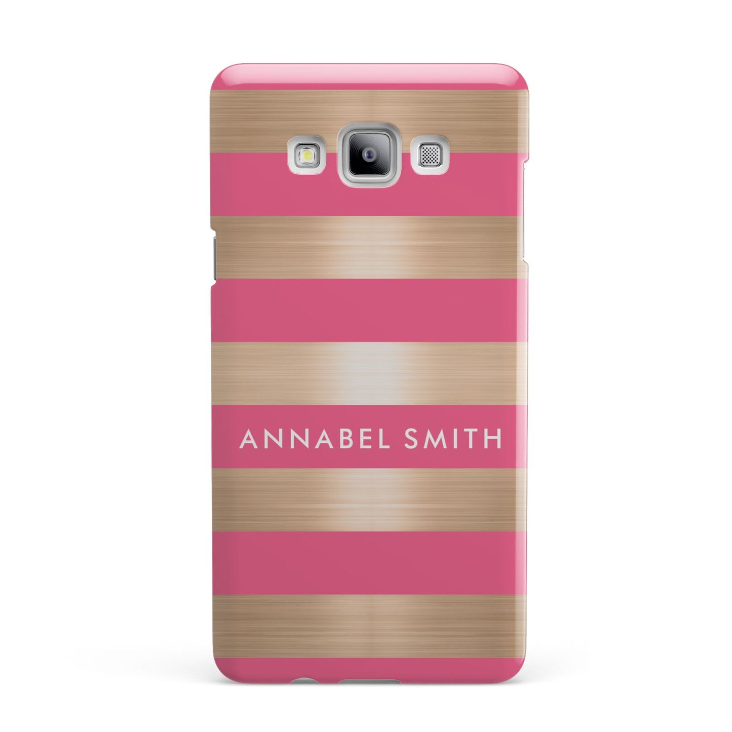 Personalised Gold Pink Stripes Name Initial Samsung Galaxy A7 2015 Case