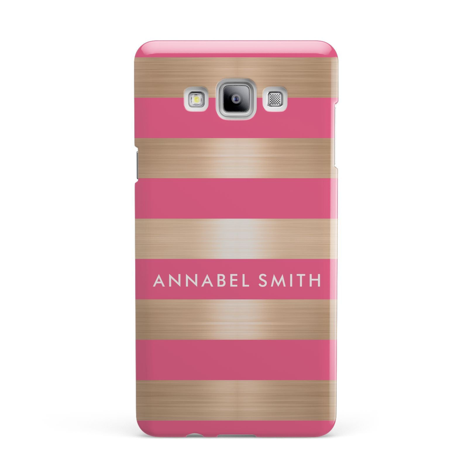 Personalised Gold Pink Stripes Name Initial Samsung Galaxy A7 2015 Case