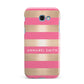 Personalised Gold Pink Stripes Name Initial Samsung Galaxy A7 2017 Case