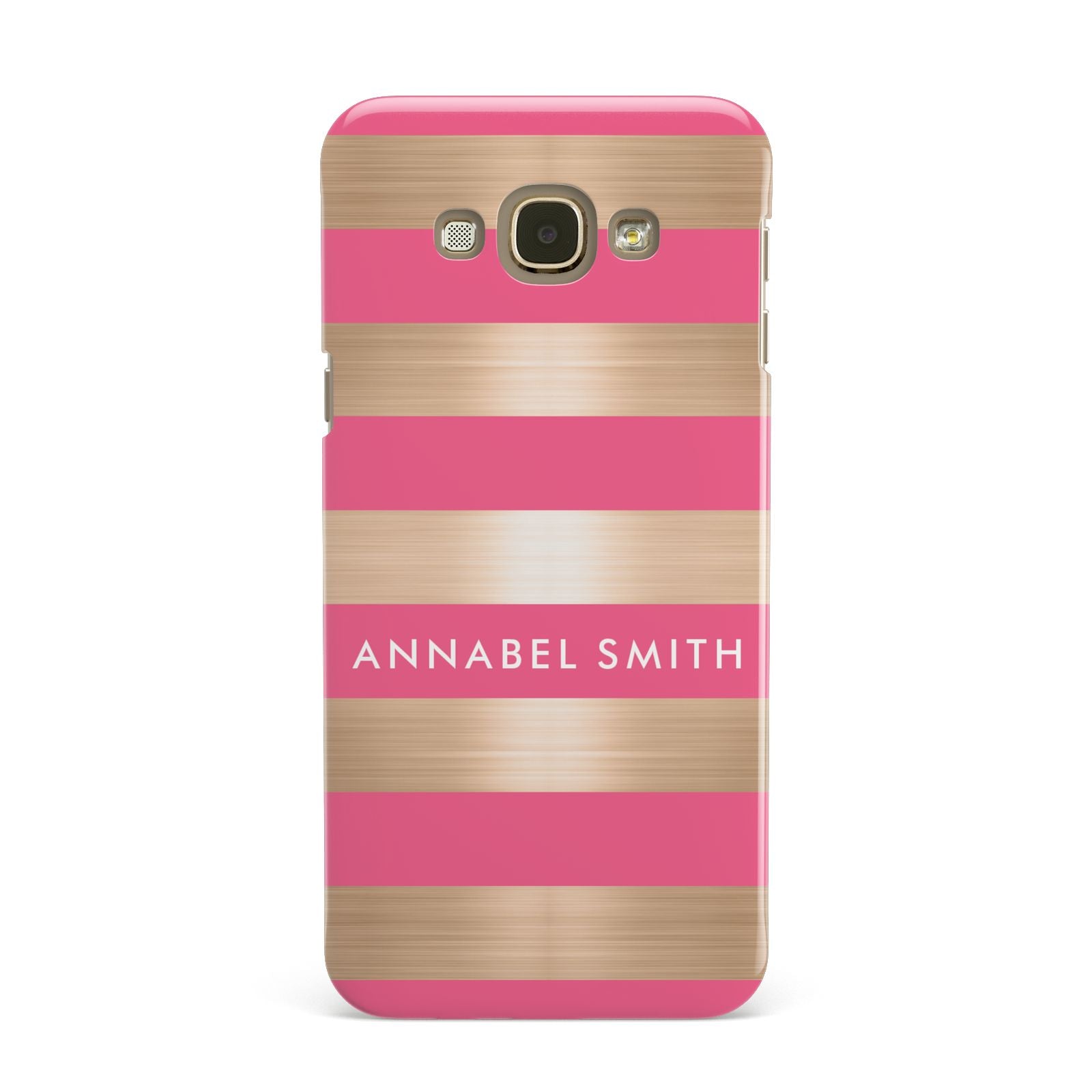 Personalised Gold Pink Stripes Name Initial Samsung Galaxy A8 Case