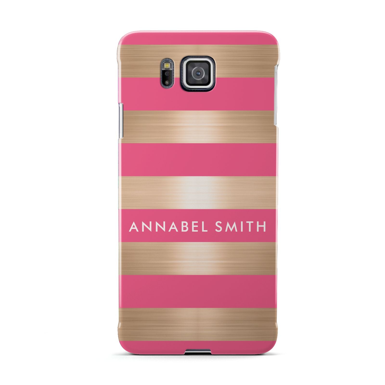 Personalised Gold Pink Stripes Name Initial Samsung Galaxy Alpha Case