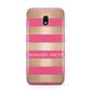 Personalised Gold Pink Stripes Name Initial Samsung Galaxy J3 2017 Case