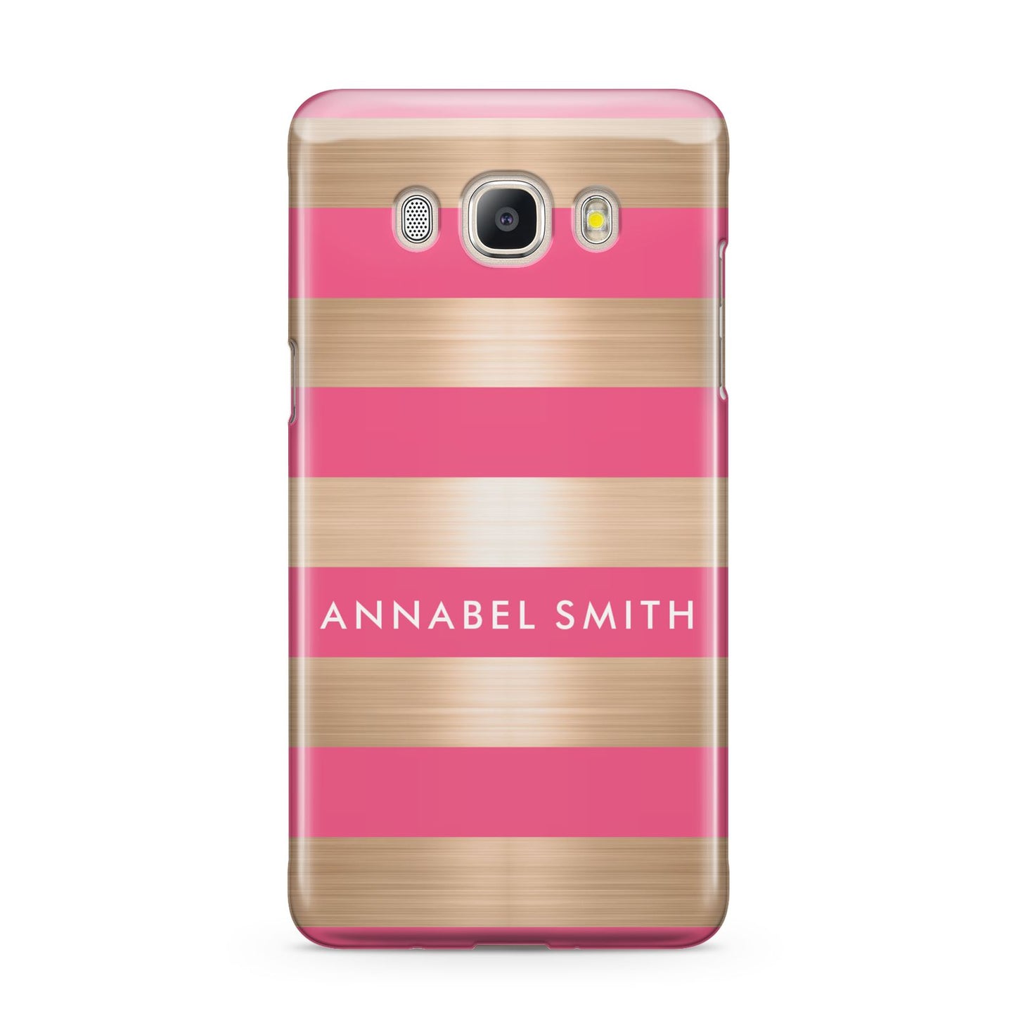 Personalised Gold Pink Stripes Name Initial Samsung Galaxy J5 2016 Case