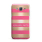 Personalised Gold Pink Stripes Name Initial Samsung Galaxy J7 Case
