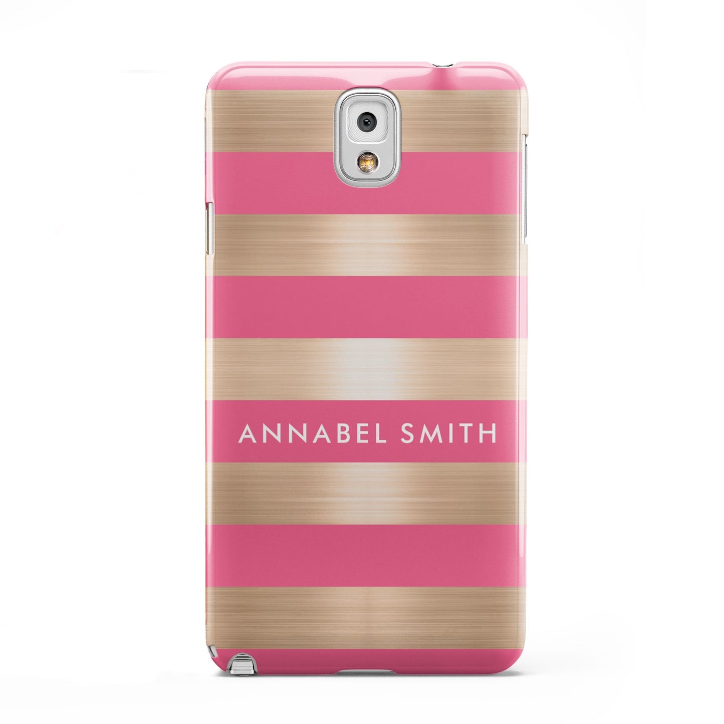 Personalised Gold Pink Stripes Name Initial Samsung Galaxy Note 3 Case