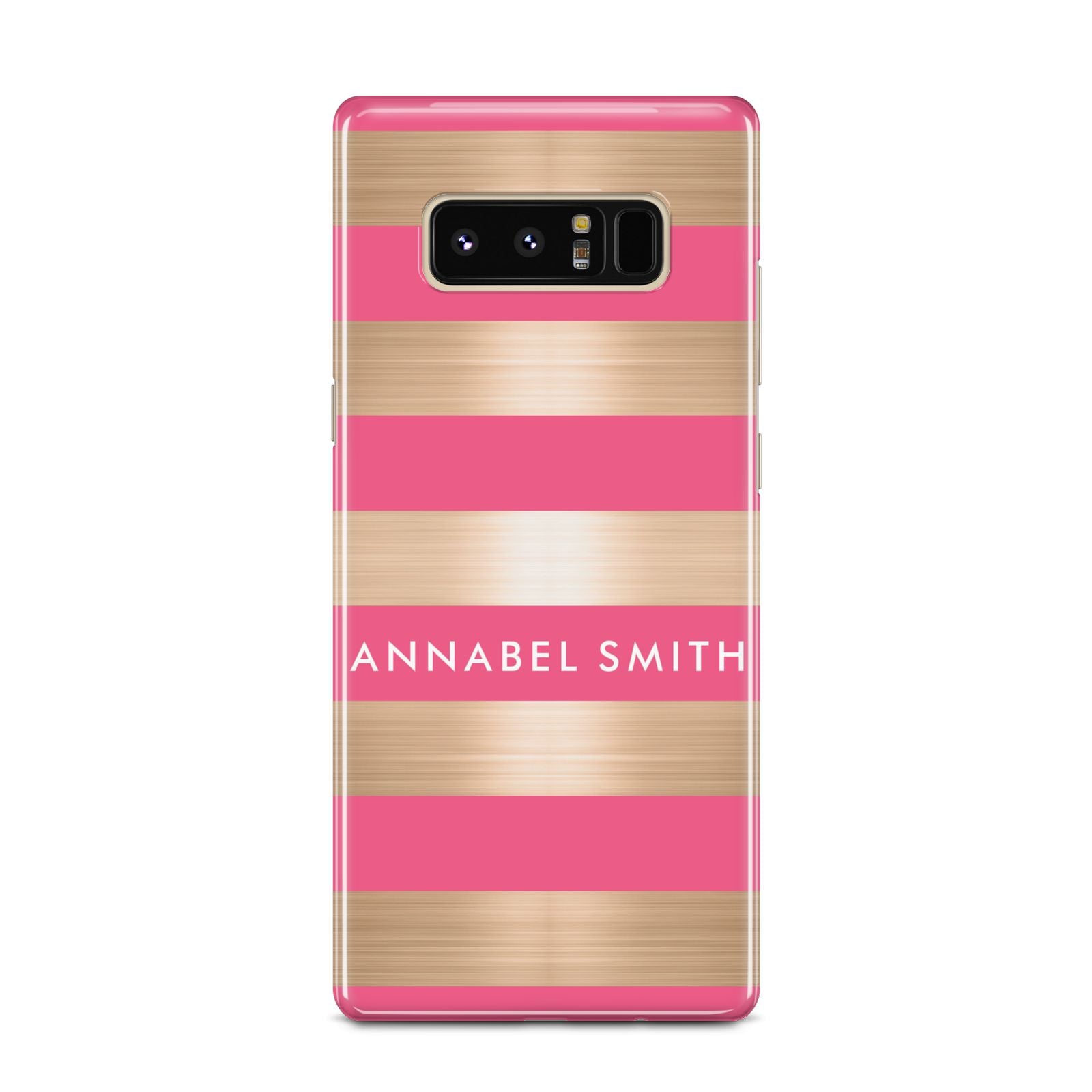 Personalised Gold Pink Stripes Name Initial Samsung Galaxy Note 8 Case
