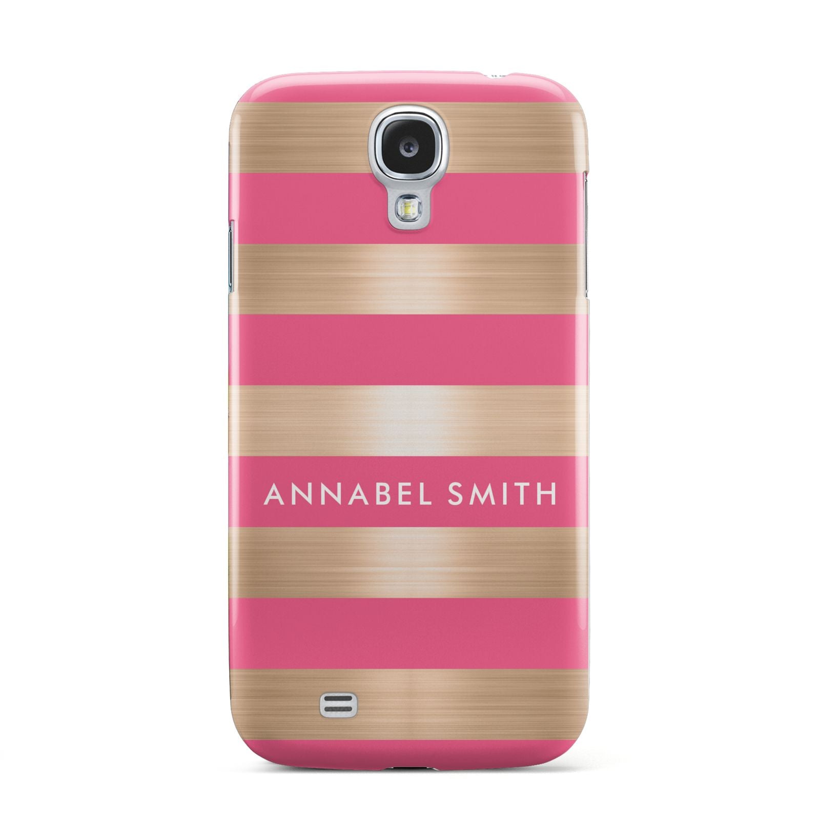 Personalised Gold Pink Stripes Name Initial Samsung Galaxy S4 Case