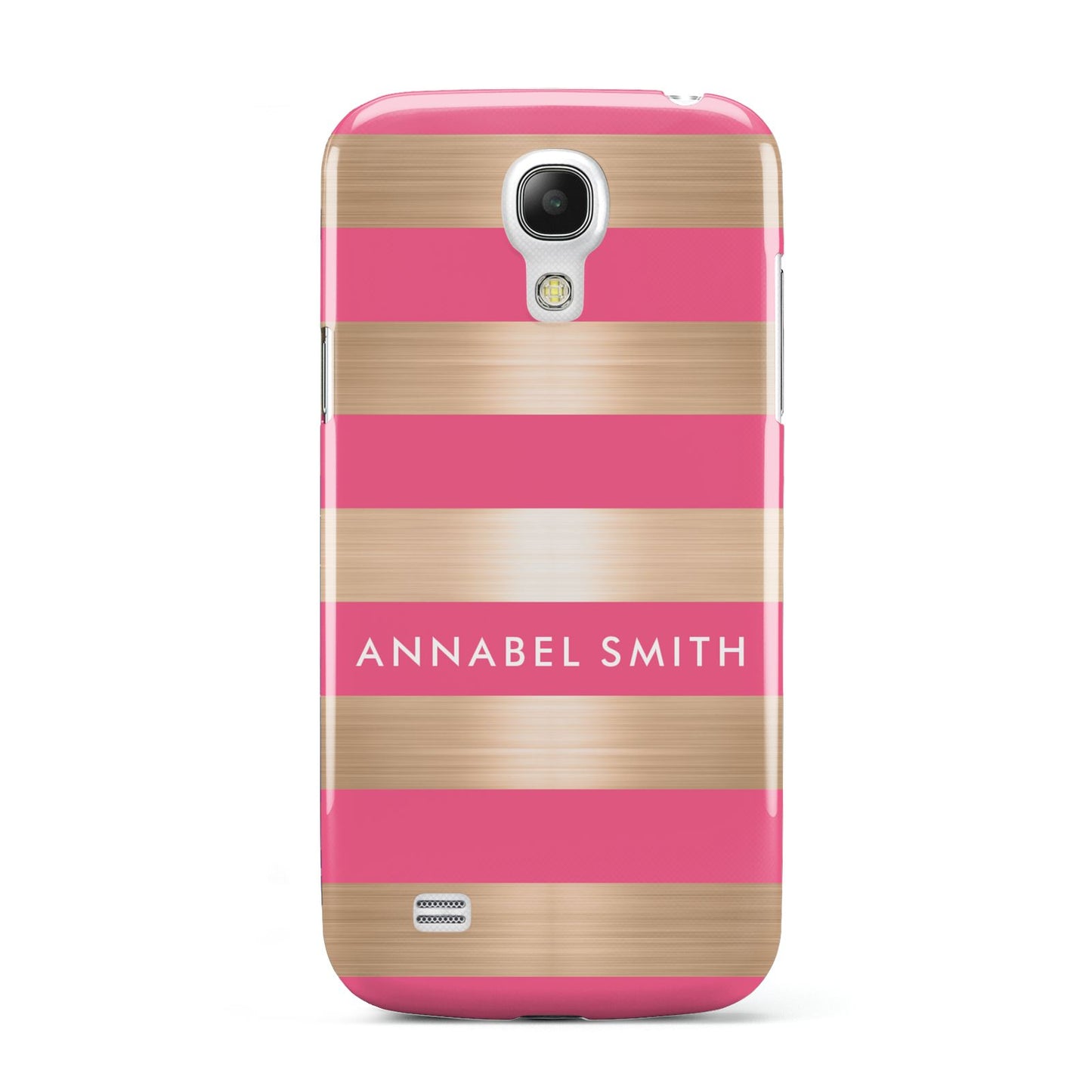 Personalised Gold Pink Stripes Name Initial Samsung Galaxy S4 Mini Case