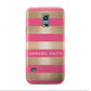 Personalised Gold Pink Stripes Name Initial Samsung Galaxy S5 Mini Case