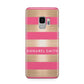 Personalised Gold Pink Stripes Name Initial Samsung Galaxy S9 Case