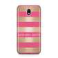 Personalised Gold Pink Stripes Name Initial Samsung J5 2017 Case