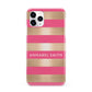 Personalised Gold Pink Stripes Name Initial iPhone 11 Pro 3D Snap Case