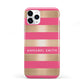 Personalised Gold Pink Stripes Name Initial iPhone 11 Pro 3D Tough Case