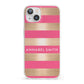 Personalised Gold Pink Stripes Name Initial iPhone 13 Clear Bumper Case