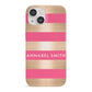 Personalised Gold Pink Stripes Name Initial iPhone 13 Mini Full Wrap 3D Snap Case